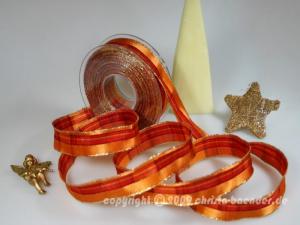 Weihnachtsband Milano Orange mit Draht 25mm
