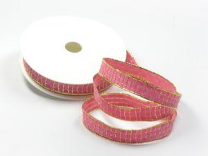 Weihnachtsband Mexico altrosa/pink/gold mit Draht 15mm
