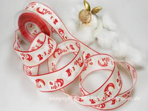 Weihnachtsband Snowman Rot Weiß ohne Draht 40mm im Bänder Großhandel günstig kaufen!