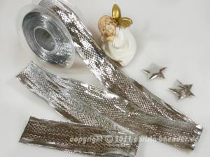 Geschenkband Dekoband Schleifenband Silberbänder Manerba Silber mit Draht 40mm