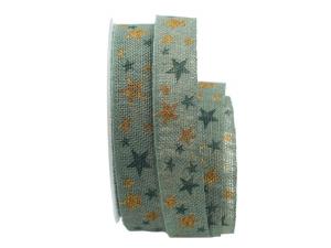 Geschenkband Dekoband Schleifenband Baumwollband Sternenhimmel türkis 25mm ohne Draht