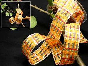 "Goldkaros" mit Draht, Orange/Gold 40mm