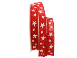 Geschenkband Dekoband Schleifenband Baumwollband Funkelsternchen rot 15mm ohne Draht