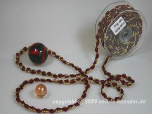 Bänderwelle mit Perlenkette Bordeaux ohne Draht 10mm