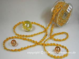 Bändchen Bänderwelle mit Perlenkette Honig ohne Draht 10mm