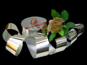 Geschenkband Dekoband Schleifenband Polyband Silber ohne Draht 49mm