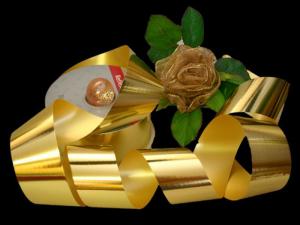 Geschenkband Dekoband Schleifenband Polyband Gold ohne Draht 49mm