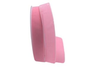 Samtband 25mm rosa ohne Draht