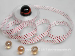 Motivband Punkteband Weiß Rot mit Draht 15mm - Geschenkband günstig online kaufen!