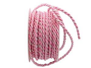 Geschenkband Dekoband Schleifenband Kordel zweifarbig mit Goldfäden rosa 6mm ohne Draht