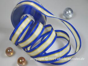 Streifenband Rain Blau mit Draht 25mm