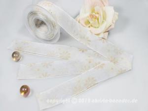 Blumenband Garden of Flower Weiß mit Draht 40mm