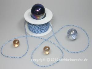 Geschenkband Dekoband Schleifenband Kordel Blau Weiß ohne Draht 2mm
