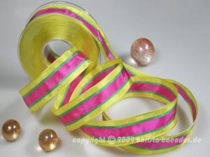 Streifenband Rain Hellgelb mit Draht 25mm