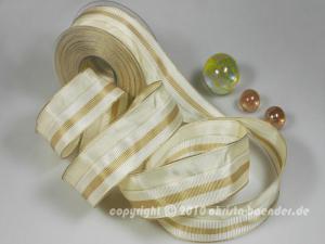 Streifenband Michigan Creme mit Draht 40mm