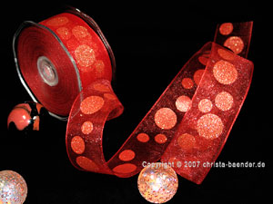 Organzaband Bubbles Rot mit Draht 40mm