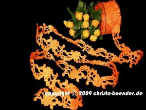 Blumenband Mona Lisa Orange ohne Draht 45mm