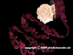 Blumenband Mona Lisa Aubergine ohne Draht 45mm