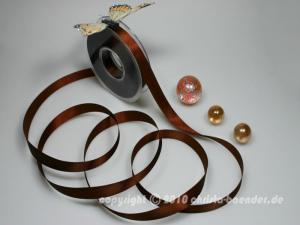 Geschenkband Dekoband Schleifenband Satinband Braun ohne Draht 15mm