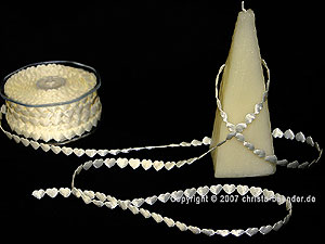 Herzband "Herz an Herz" Creme ohne Draht 10mm