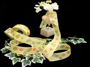 Blumenband Schmetterlingsblume Hellgelb mit Draht 40mm Blumenband Schmetterlingsblume Hellgelb mit Draht 40mm