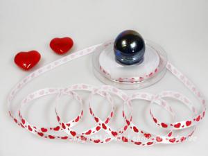 Herzband Herzchen Weiß Rot ohne Draht 10mm
