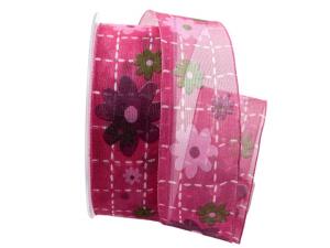 Motivband Grande Fiore pink 40mm mit Draht