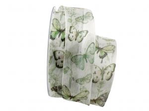 Motivband Mariposa grün 40mm mit Nylonkante - Dekoband günstig online kaufen!