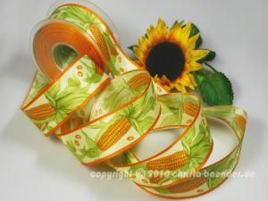 Motivband Mais Olivegrün mit Draht 40mm