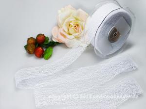 Gitterband Floral Weiß ohne Draht 40mm