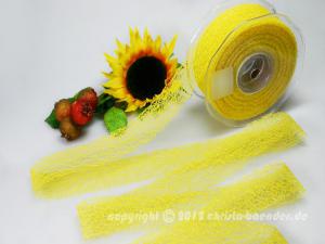 Geschenkband Dekoband Schleifenband Gitterband Floral Gelb ohne Draht 40mm