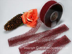 Geschenkband Dekoband Schleifenband Gitterband Floral Bordeaux ohne Draht 40mm