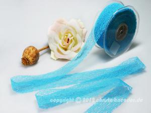 Gitterband Floral Türkis ohne Draht 40mm