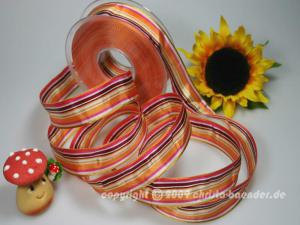 Streifenband Rainbow Orange mit Draht 25mm