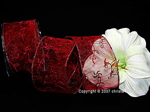 Organzaband Hauch des Orients Bordeaux mit Draht 62mm