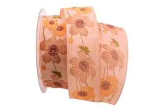 Geschenkband Dekoband Schleifenband Blumenband Blütenreichtum aprikot 40mm mit Nylonkante