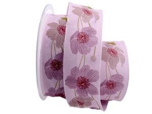 Geschenkband Dekoband Schleifenband Blumenband Blütenreichtum flieder 40mm mit Nylonkante