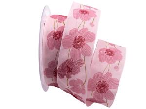 Geschenkband Dekoband Schleifenband Blumenband Blütenreichtum rosa 40mm mit Nylonkante