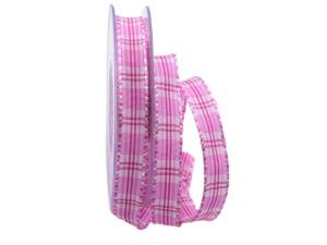 Geschenkband Dekoband Schleifenband Karoband Primavera 15mm pink mit Angelschnur