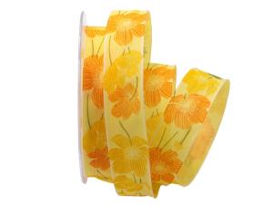 Geschenkband Dekoband Schleifenband Blumenband Blütenreichtum gelb 25mm mit Nylonkante