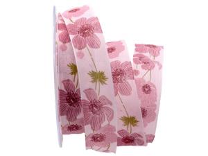Geschenkband Dekoband Schleifenband Blumenband Blütenreichtum rosa 25mm mit Nylonkante