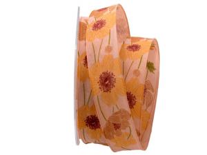 Geschenkband Dekoband Schleifenband Blumenband Blütenreichtum aprikot 25mm mit Nylonkante