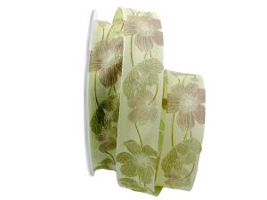 Blumenband Blütenreichtum grün 40mm mit Nylonkante