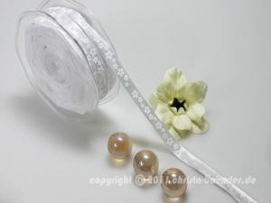 Motivband Blumenwiese Weiß ohne Draht 10mm im Bänder Großhandel günstig kaufen!