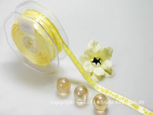 Motivband Blumenwiese Pastellgelb ohne Draht 10mm - im Bänder Großhandel günstig kaufen!