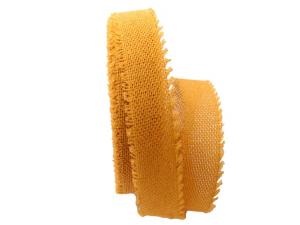Baumwollband Jute gelb 40mm ohne Draht