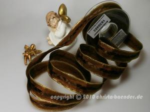 Weihnachtsband Afrika Braun mit Draht 25mm