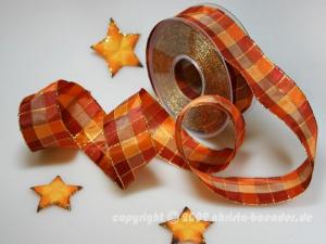 Weihnachtsband Zauberwürfel Braun mit Draht 40mm