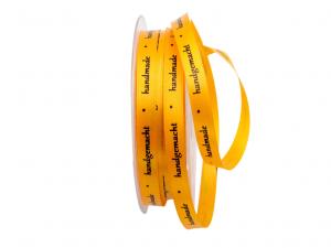 Spruchband "handmade*handgemacht" gelb 10mm ohne Draht