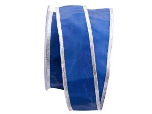 Uniband mit breiter Silberkante ca. 40mm blau ohne Draht
